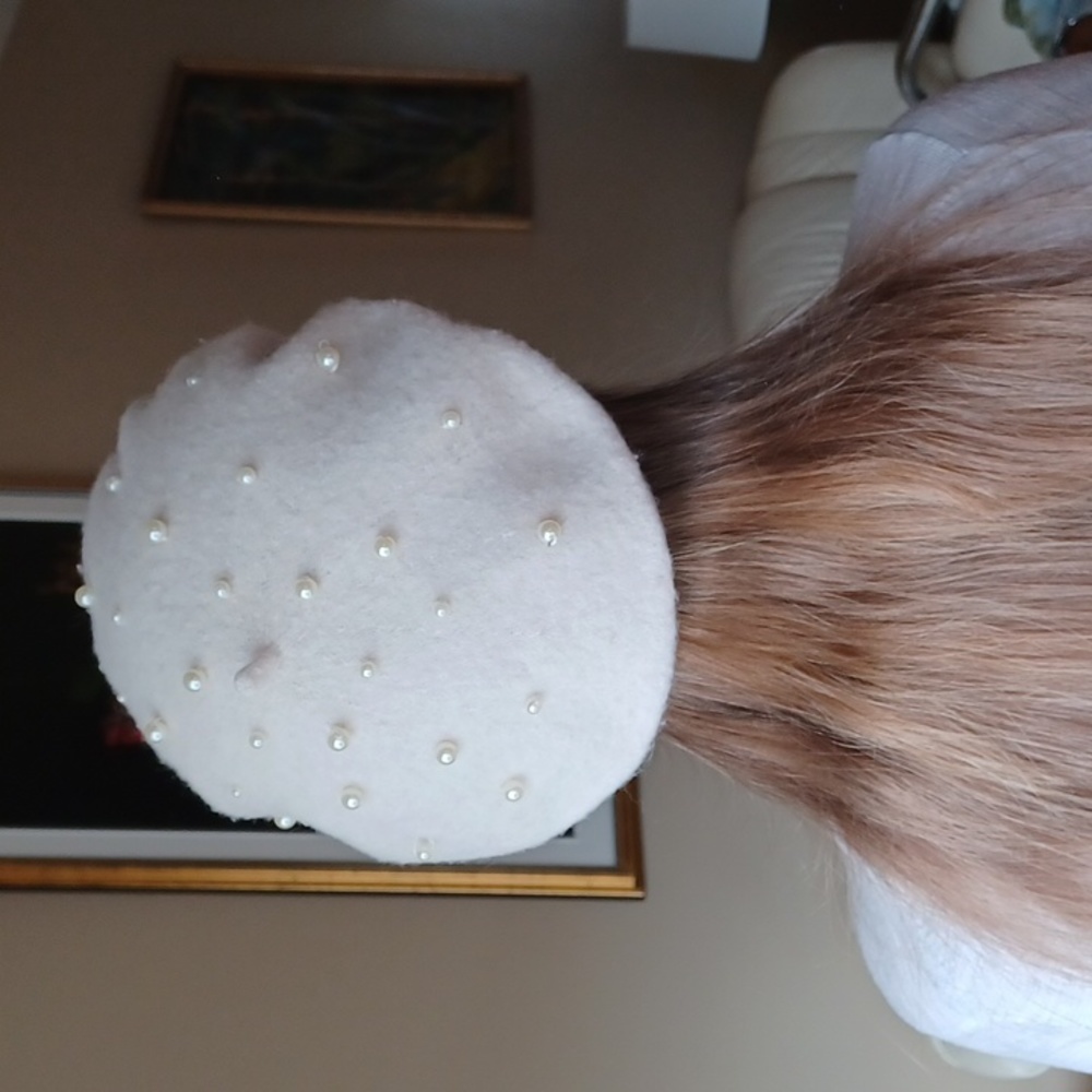 H&M wool  pearls beret one size